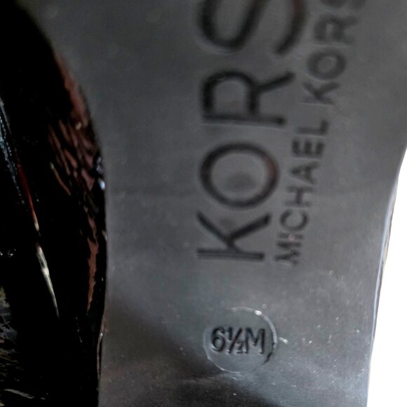 Kors Michael Kors Black Patent Leather Womens Loafer Style Platform Heels Sz 6.5 - Picture 6 of 9